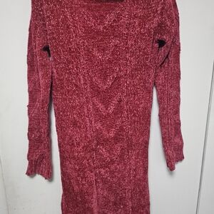 btween Textured Red Long Sleeve Dress